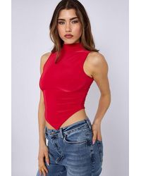 Stylewise - Grown-On High Neck Gathered Asymmetric Hem Top - Lyst