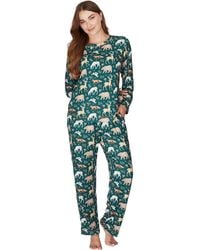 Wisteria Lane - Golden Leaves Long Sleeve Stretch Jersey Pyjama Set - Lyst