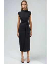 Busem - Sleeveless Fitted Midi Dress With Tie Detail - Lyst