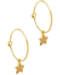 Pure Luxuries - Gift Packaged 'cherry' 18ct Yellow Gold 925 Silver & Cubic Zirconia Star Hoop Earrings - Lyst