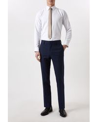 Burton - Plus And Tall Slim Fit Navy Marl Suit Trousers - Lyst
