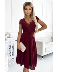 Love Lace - Chiffon Lace Short Sleeve Dress With Cut-Outs - Lyst