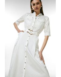 Karen Millen - Cotton Utility Shirt Dress - Lyst