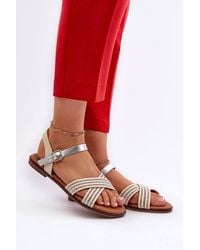 Love Lace - Flat Heel Sandals With Adjustable Buckle & Soft Insole - Lyst