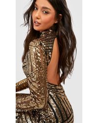 Boohoo - Boutique Sequin And Mesh Midi Party Dress - Lyst