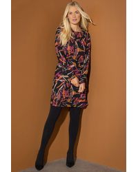 Klass - Printed Cowl Neck Knitted Tunic Dress - Lyst