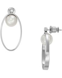 Skagen - Agnethe White Glass Pearl Hoop Stainless Steel Earrings - Skj1606040 - Lyst