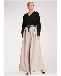 Love Lace - High Waisted Wide Leg Palazzo Pants With Belt - Lyst