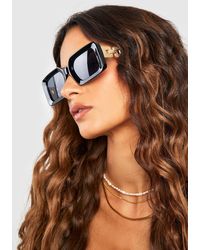 Boohoo - Chain Side Rectangle Sunglasses - Lyst
