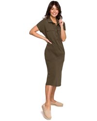 Love Lace - Cotton Relaxed Short Sleeve Midi Dress - Lyst