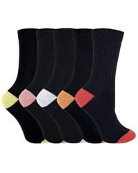 Sock Snob - 5 Pack Soft Top Cotton Rich Socks With Coloured Heel & Toe - Lyst
