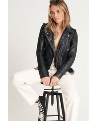 Barneys Originals - Tall Beppe Washed Leather Biker Jacket - Lyst