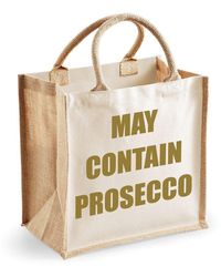60 SECOND MAKEOVER - Medium Jute Bag May Contain Prosecco Natural Bag Gold Text New Mum - Lyst