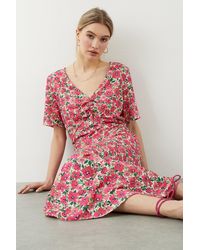Dorothy Perkins - Multi Floral Ruched Front Midi Dress - Lyst