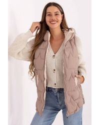 Love Lace - Winter Quilted Hooded Gilet With Pockets & Zip - Lyst