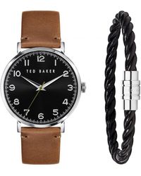 Ted Baker - Phylipa Leather Strap Watch & Leather Bracelet Set - Lyst