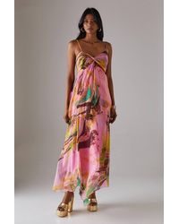 Warehouse - Chiffon Asymmetric Double Layer Bandeau Maxi Dress - Lyst