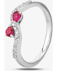 T.H.Baker - 18Ct Ruby & Diamond Wave Ring 9719/18W/Dq7R-0.13Ct - Lyst