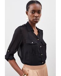 Karen Millen - Viscose Button Through Woven Shirt - Lyst