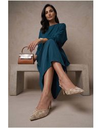 Miss Diva - Meilani Bead Embellished Pointed Court Shoe Slingback Sandals - Lyst