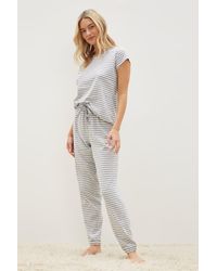 Dorothy Perkins - Grey White T-shirt And Cuff Pant Set - Lyst
