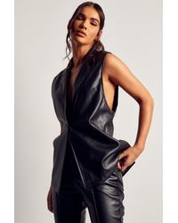 MissPap - Leather Look Sleeveless Blazer - Lyst