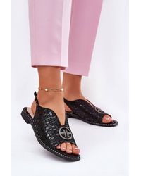 Love Lace - Natural Suede Flat Buckle Sandals With Cushioned Insole - Lyst
