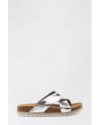 Dorothy Perkins - Silver Frenchie Cross Over Footbed Sandal - Lyst