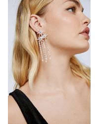 Nasty Gal - Diamante Star Drop Embellished Pearl Earrings - Lyst