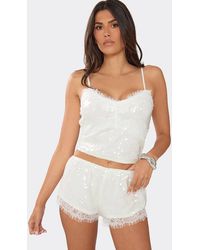EGO - Strappy V-Neck Lace Trim Cami Top - Lyst