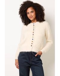 Blue Vanilla - Off Long Sleeve Button Up Round Neck Cardigan - Lyst