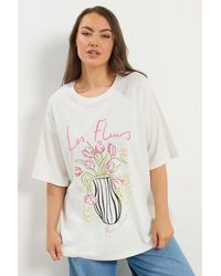 Yours - 'Les Fleurs' Embroidered Relaxed T-Shirt - Lyst