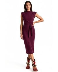 Busem - Sleeveless Fitted Midi Dress With Tie Detail - Lyst