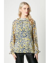 PRINCIPLES - Abstract High Neck Chiffon Blouse - Lyst