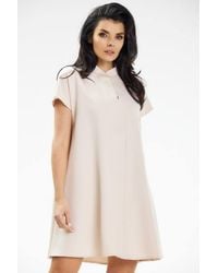 Love Lace - Awama Trapeze Mini Dress Short Sleeve Stand Collar - Lyst