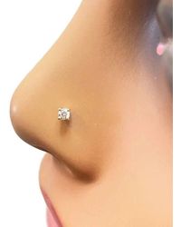 Raina Jewels - 18Ct Round Diamond Nose Stud Pin 0.07Ct 4 Claw 2.6Mm - Lyst