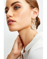 Karen Millen - Gold And Silver Plated Diamante Drop Earrings - Lyst