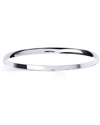 Jewelco London - Platinum Plated Sterling D-Shape Slave Bangle Bracelet 4Mm - Lyst