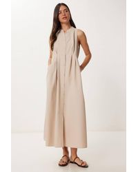 Happiness İstanbul - Mandarin Collar Sleeveless A-Line Midi Dress - Lyst