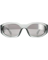 Versace - Rectangle Transparent Grey Light Grey Silver Mirror Ve4361 Sunglasses - Lyst