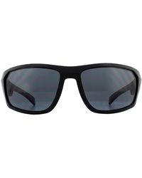 Tommy Hilfiger - Wrap Matte Black Grey Sunglasses - Lyst