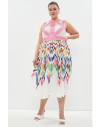 Coast - Plus Size Nick Grindrod Print Trim Midi Dress - Lyst