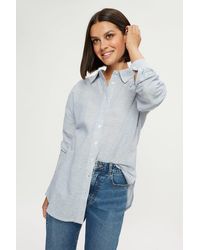 Dorothy Perkins - Blue Oversized Linen Look Shirt - Lyst