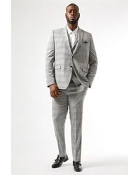 Burton - Grey Pink Slim Fit Pow Check Suit Jacket - Lyst