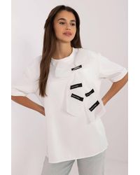 Love Lace - Bow Front Elegant Cotton Polyester Elastane Blouse - Lyst
