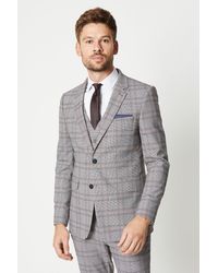 Burton - Skinny Fit Brown Retro Check Suit Jacket - Lyst