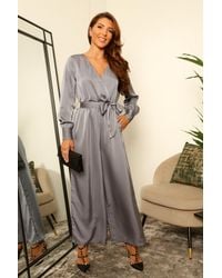 Double Second - Lux Satin Wrap Jumpsuit - Lyst