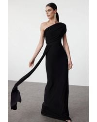 WOVCOR - One Shoulder Draped Maxi Evening Dress - Lyst
