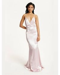 Liquorish - Satin Plunge Maxi Dress - Lyst