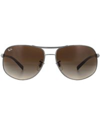 Ray-Ban - Aviator Gunmetal Brown Gradient Sunglasses - Lyst